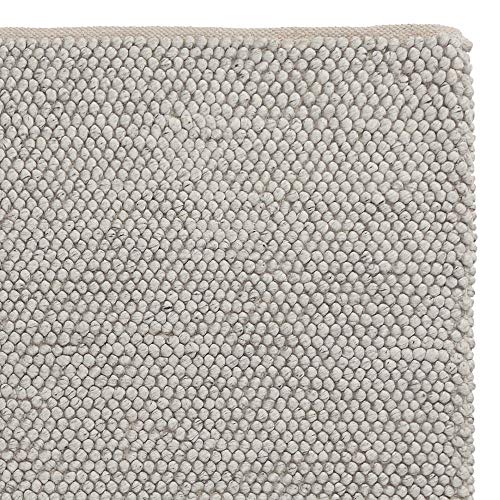 URBANARA Teppich Ravi - Silbergrau 300 x 400 cm 50% Schurwolle 30% Viscose 20% Baumwolle Wohnzimmer Teppich Handgewebter Wollteppich Mit Mellierung Und Moderner Grober Struktur