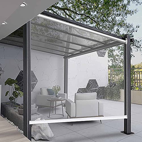 FUFU Transparente Outdoor-Rollo-Jalousien, 0,5-mm-PVC 100% wasserdicht, Hochleistungs-transparentes Fenster/Türen Vorhänge, Regenschutz für Pavillons Balkon, Bohren in 50 Größe