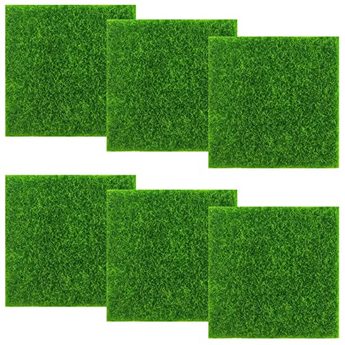 ZHOUSTOU 6 Stück Kunstrasen zum Basteln 15x15 cm Rasen Deko Gras Künstlich für Modellbau Miniatur Garten Puppenhaus Ornament