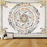 YISUMEI Mandala-Wandteppich, Blumenpflanzen-Wandteppich für Schlafzimmer, ästhetisch, böhmisch, floral, Wandbehang für Raumdekoration (M/130 x 150 cm)