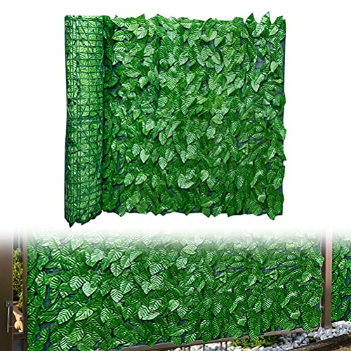 Hidyliu 1 Rolle Künstliche Hecke, Künstlicher Efeu Sichtschutz Zaun, Grün Gartensichtschutz, Apfelblatt Dekoration, UV-Schutz, für Outdoor, Garten, Terrasse und Hinterhof(0.5 x 3 Meter)