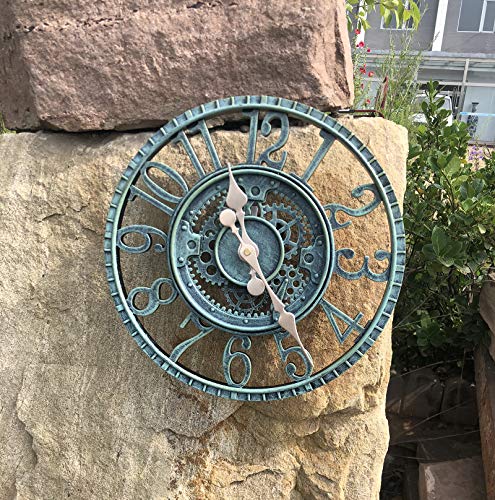 kuny Outdoor Grosse Retro Gartenuhr Wetterfest, Badezimmeruhr Groß Vintage Dekorativ Ornament Wanduhr mit ohne TickgeräUsche Moderne Uhr