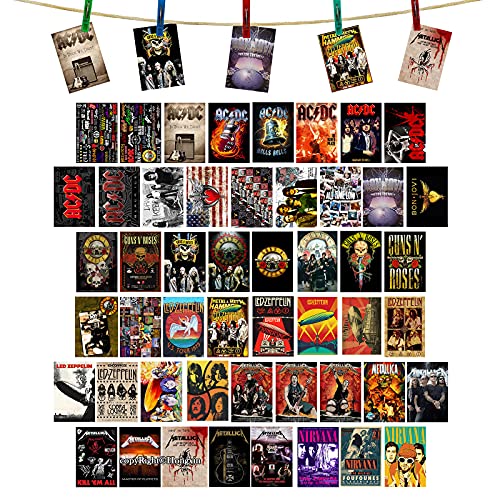 Rock Band Rock Star Rock N Roll Music Poster I 50 STÜCK Wall Collage Kit Ästhetische Bilder Collage Kleine Poster Wohnheim Schlafzimmer Wanddekor für Jugendliche 4 x 6 Zoll