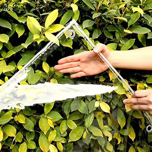 QOFLY Wasserdicht Abdeckplane mit ösen, 0.4mm PVC Transparent Plane für Gärten, Pflanzen, Grill, GewäChshaus, Pet Dach Tarp Vordächer und Planen, 1.2 m x 1m