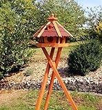 Holzdekoladen Vogelhaus, Vogelhäuser mit und ohne Ständer behandelt Typ 23 (Rot, mit Ständer)
