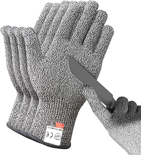JADE KIT 2 Paar Schnittfeste Handschuhe, Anti-Schnitt Handschuhe der Stufe 5 mit EN 388-Zertifizierten Schutzhandschuhe Schnittschutz für Küche, Baustelle, Mandolinenschneiden ＆ Holzschnitzen, M