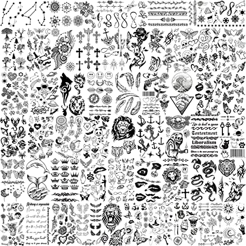 EGMBGM 52 Blätter 3D Klein temporäre Tattoos Kinder Jungen Mädchen, Tribal tiere Schmetterling Kompass Tattoo Aufkleber Männer Frauen, 3D Blumen Fake Tatoo Gesichtstattoo Sets Hals Party Zubehör Farbe