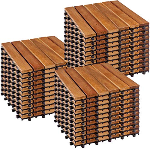 STILISTA Holzfliesen, FSC®-zertifiziertes Akazienholz, 30 x 30 cm, 1 m² 2 m² 3 m² oder 5 m² - Auswahl 3 m² (33er Set)