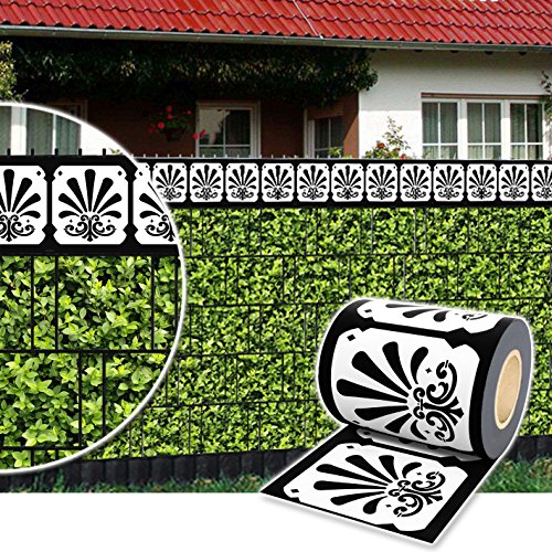 Plantiflex Sichtschutz Rolle 35m Blickdicht PVC Zaunfolie Windschutz für Doppelstabmatten Zaun (Zierstreifen-Ornament)