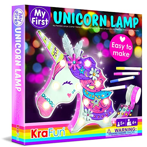 KraFun DIY Einhorn LED Lampe Kit für Kinder - Kreative Kunst und Handwerk für Jungen und Mädchen, STEM STEAM Spielzeug für Jungen & Mädchen Alter 6 7 8 9 10 11 12 Jahre alt