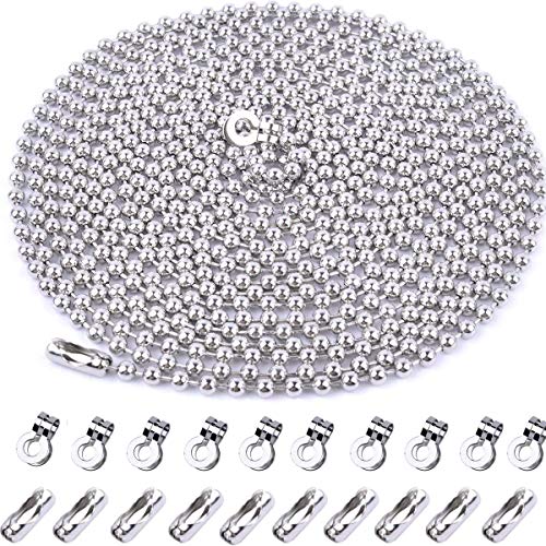 SZHUIHER 4,5 mm Durchmesser Perlenkette Verlängerung mit Stecker, 13 Fuß Perlen Rollenkette mit 20 passenden Anschlüssen