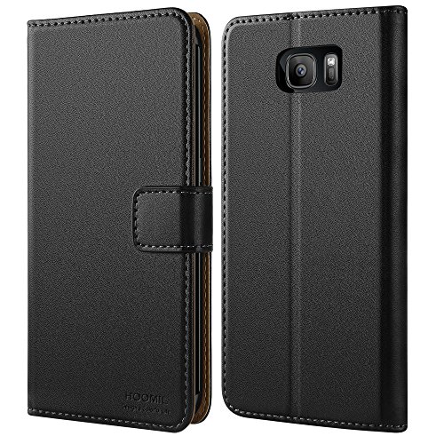 HOOMIL Handyhülle für Samsung Galaxy S7 Edge Hülle Leder Tasche Flip Case Schutzhülle Kompatibel mit Samsung S7 Edge Hülle Schwarz