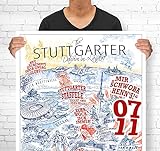 lieferlokal Stadtposter Stuttgart in limitierter Auflage - 70x100 cm The Stuttgarter Poster Unikat - Wandbild mit illustriertem Stadtmotiv - Kunstdruck Poster mit Editionsnummer