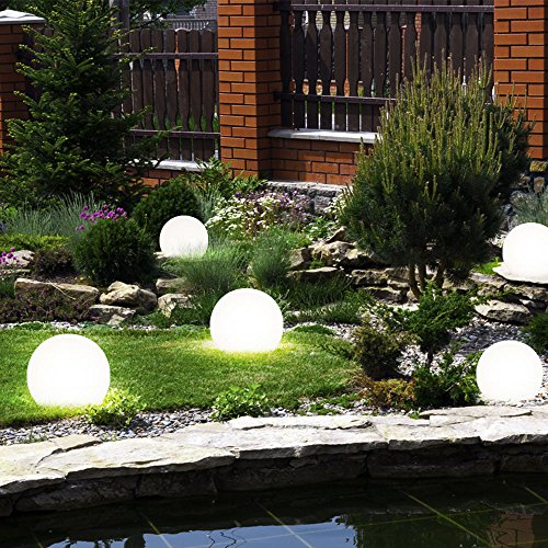 etc-shop Kugelleuchte Solar 10 cm Solarleuchte Kugel Garten LED Gartendeko Solarkugel für Außen klein, Leuchtdauer ca. 6-8 Stunden, H 38 cm, 5er Set