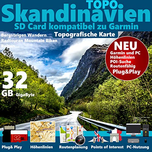 ★SKANDINAVIEN (Schweden Norwegen Finnland) GPS Karte microSD für Garmin Navi, PC und MAC ★