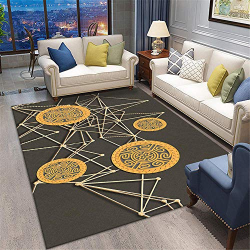 DJHWWD Gleitschutz Teppich Wohnzimmer Teppich gelb einfache geometrische Muster weichen Teppich Anti-Rutsch Designer Teppich Wohnzimmer Teppich Reinigung gelb 120X200CM