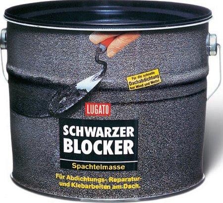 Lugato Schwarzer Blocker Spachtelmasse 5 kg - Für Abdichtungs-, Reparatur- und Klebearbeiten am Dach