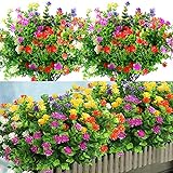 Duciotey 12 Bündel künstliche Sträucher, künstliche Blumen, UV-Kunstpflanzen, künstliche Pflanzen im Freien – für Zuhause, Garten （Mehrfarbig）
