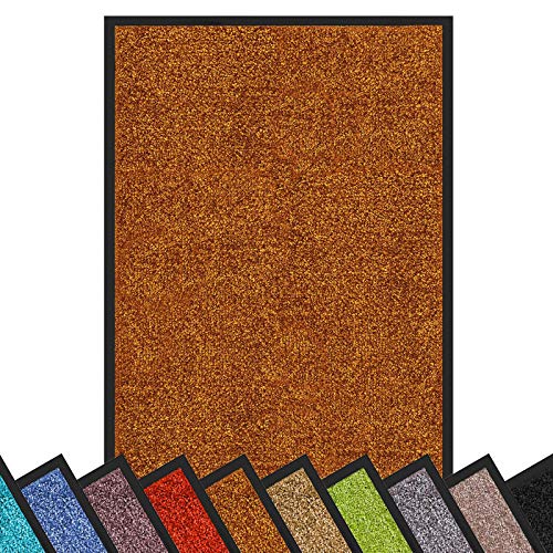 Floordirekt Schmutzfangmatte Rhine | waschbare & leistungsstarke Fußmatte | Sauberlaufmatte mit Rutschfester Rückseite | Türmatte in vielen Größen & Farben (Braun, 90 cm x 120 cm)