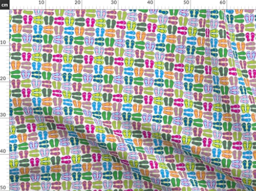 Spoonflower Stoff - Flip Flops, Strand, Florida, Sandalen, Sandale gedruckt auf Satin Stoff Meterware - Nähen Futter Bekleidung Mode Decken Dekor