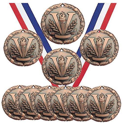 Bronze Siegermedaillen Sieger Pokal Champion Teilnehmer Preis Preis mit Halsbändern (10 Stück)