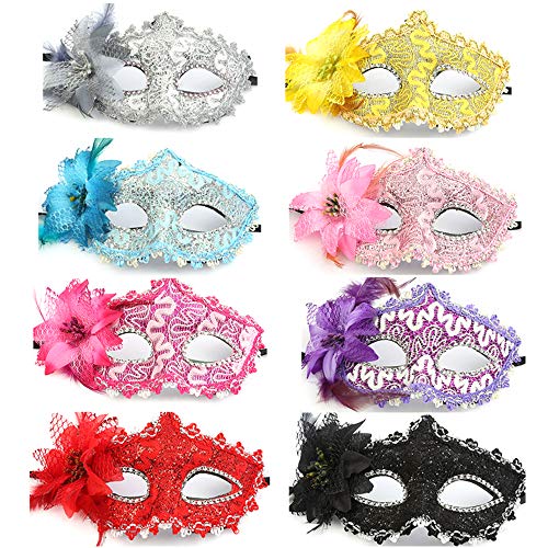 HCliptie Half Masquerades Venezianische Masken Kostüme Partyzubehör (8er Pack)