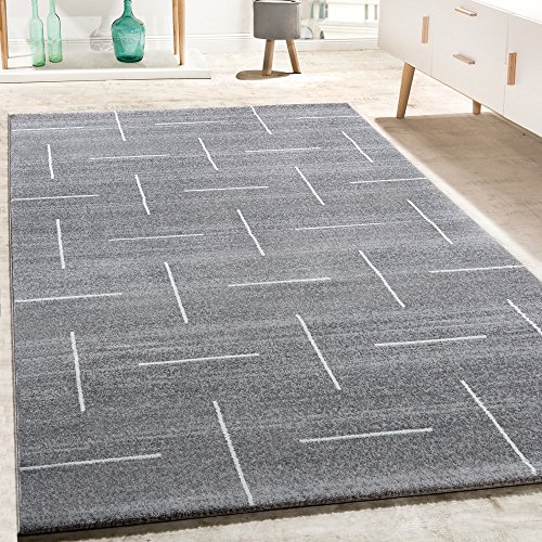 Paco Home Designer Teppich Wohnzimmer Modernes Design In Grau Weiß Meliert, Grösse:160x230 cm