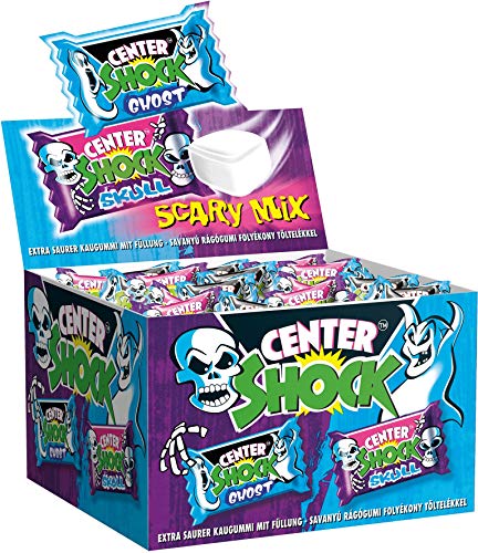 Center Shock Scary Mix, Box mit 100 Kaugummis, extra-sauer mit verschiedenen Sorten, perfekt für Geburtstag, Pinata, Candy-Bar & Schultüte, 400g