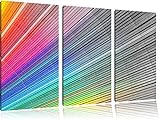 Pixxprint Bunter Farbfächer als Leinwandbild/Größe: 3 Teilig (120x80) cm/Wandbild/Kunstdruck/fertig bespannt