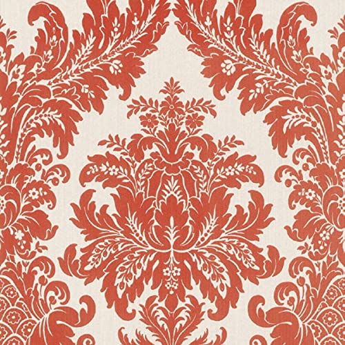 Casa Padrino Barock Textiltapete Weiß/Rot 10,05 x 0,53 m - Luxus Wohnzimmer Tapete