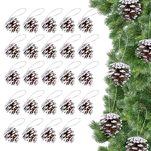 LIHAO 24 x Tannenzapfen Deko Künstliche Kiefernzapfen zu Anhänger Natur Zapfen Ornament Weihnachten Zapfendeko Weihnachtsdeko zum Basteln Naturzapfen für Bastelarbeiten und Dekorationen