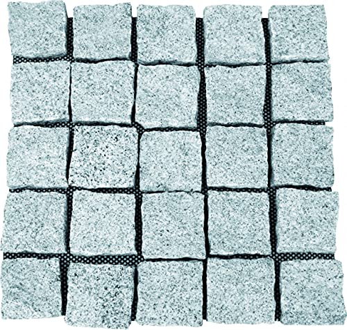 TrendLine Pflasternetz Granit 50 x 50 x 3,5 cm Grau gebrochen für Außen Granit