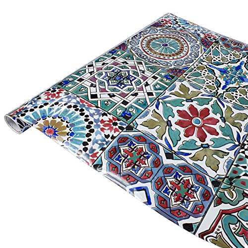 DecoMeister Klebefolien Deko-Folien Selbstklebefolie Möbelfolie Selbstklebend 67,5x150 cm Marokkanische Fliesen Faroso Mehrfarbig