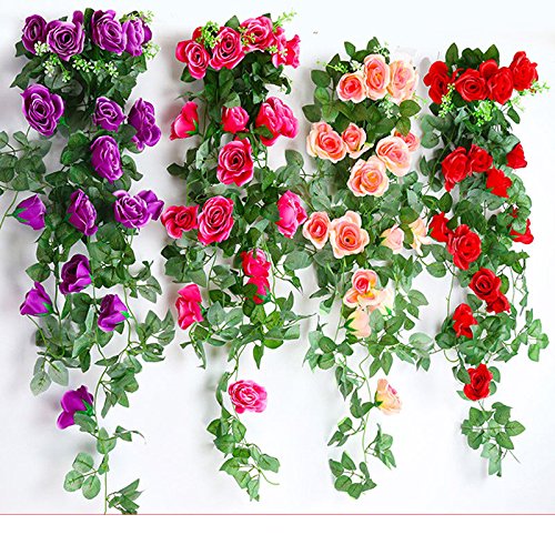 lliang Künstliche Blumen 240 cm künstliche Blumen Seide gefälschte Blume künstliche Blumen Rose Rebe hängen Korb Wohnzimmer Balkon Dekoration Rosen (Color : White)