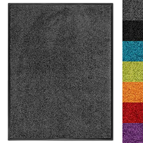 Schmutzfangmatte Use&Wash - Türmatte Sauberlaufmatte Fußabtreter - Fussmatte Teppich - für Flur Eingang Eingangsbereich - rutschfest & waschbar - in vielen Farben (90 x 150 cm, Anthrazit 03)