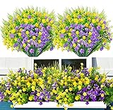 VUCDXOP 9 Stück Künstliche Blumen Balkon Kunstblumen Deko,3 Farben UV-beständige Blumen deko Blumenstrauß Kunststoff Blumensträucher Hängepflanzen Kunstblumen Kunstpflanzen für Zuhause Balkon Garten